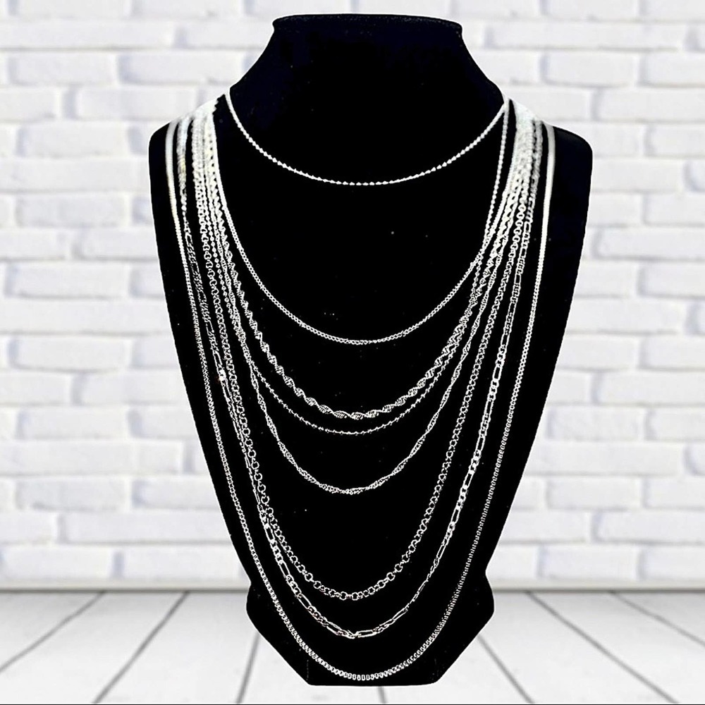 Sterling Silver Multilayer Necklace Set